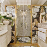 Мозаичная флористика в ванной комнате