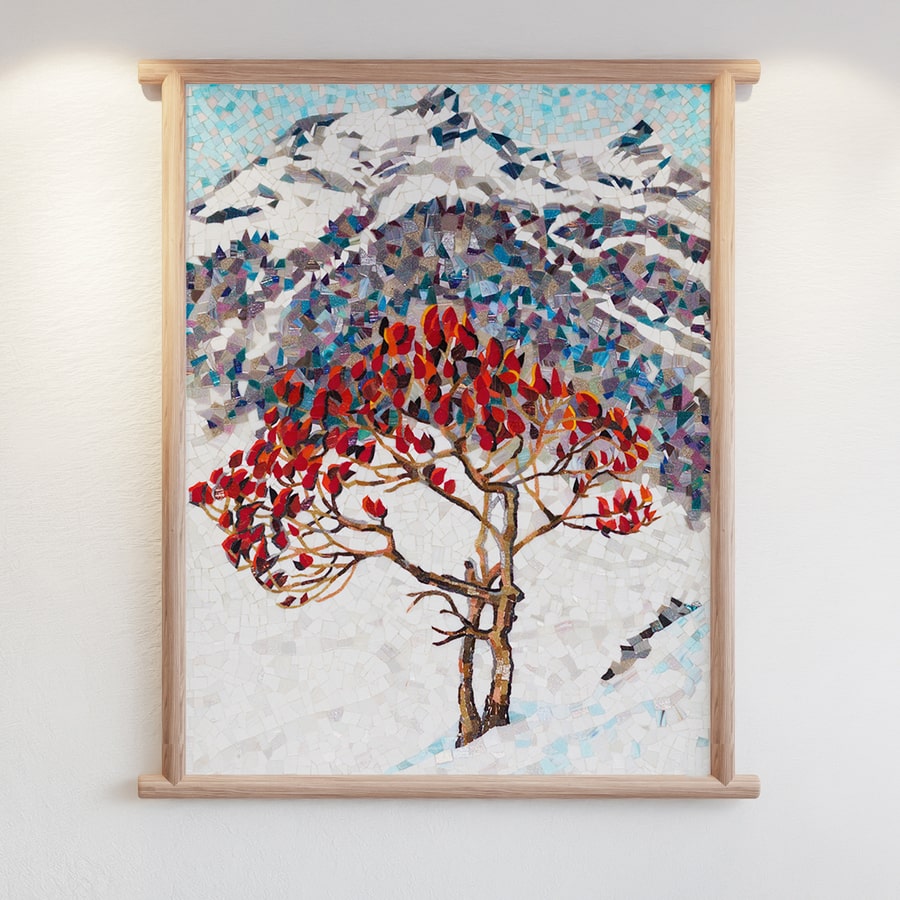 Картина из мозаики «Горное дерево сумах» 2